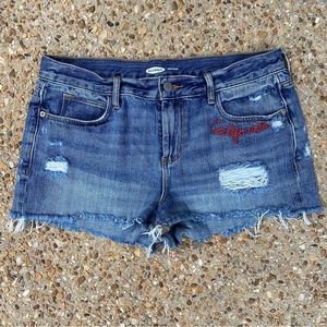 Old Navy Embroidered California Boyfriend Distressed Jean Shorts Size 8